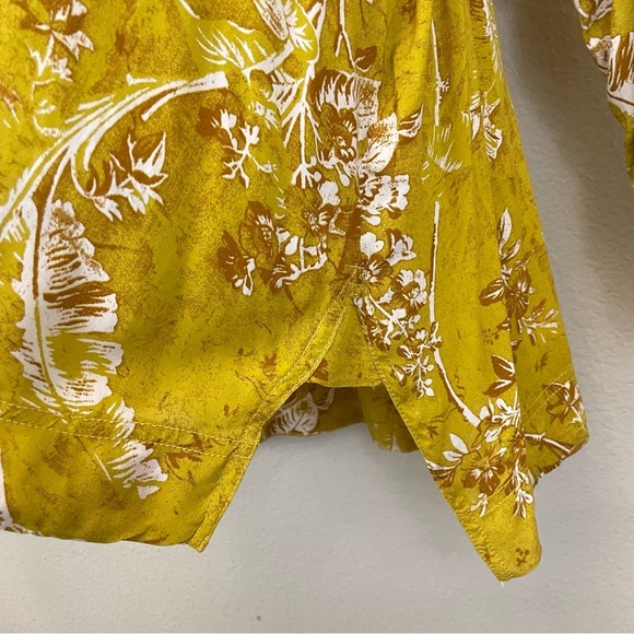 Free People Mustard Floral Oversized Button Down Shirt Size Small - Picture 7 of 9
